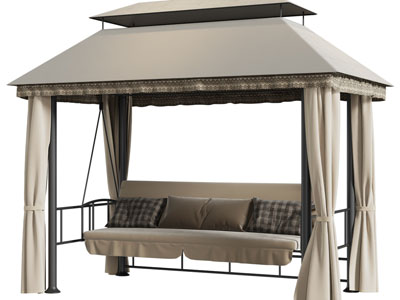 新中式户外带棚子的秋千椅