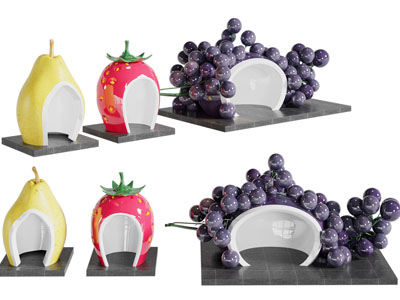 公园草莓、梨和葡萄造的水果房子