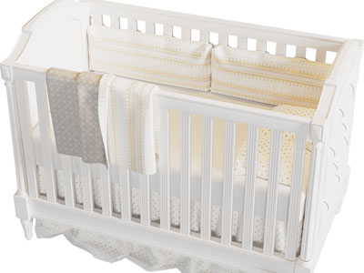 简欧白色实木婴儿床