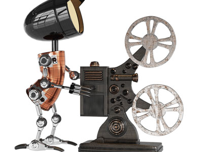 工业风铁艺放映机器人造台灯