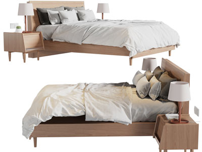 北欧实木双人床