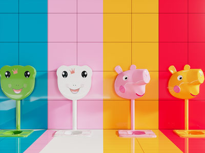 现代儿童彩色卡通水箱蹲便池