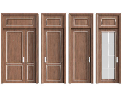 现代实木装饰银边的平开门