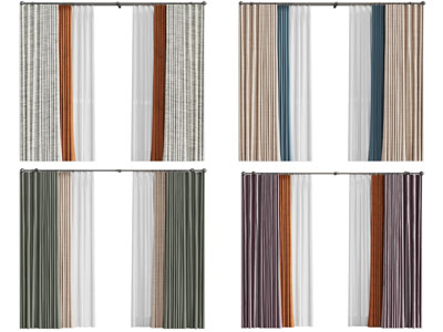现代拼接撞色布艺窗帘窗纱