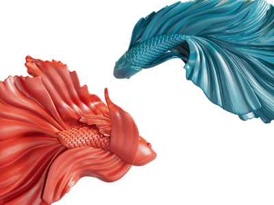 新中式金鱼雕塑雕刻