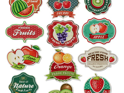 现代logo、水果标签