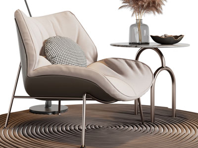 现代休闲沙发椅子、边几3d模型 现代休闲沙发椅子、边几