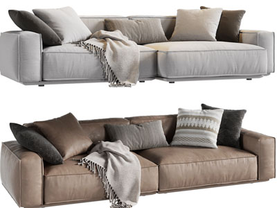 现代布艺双人沙发3d模型 现代布艺双人沙发