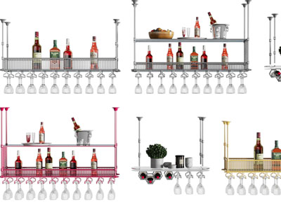工业风金属网铁艺红酒吊架