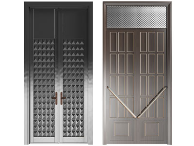 现代加高双扇平开门