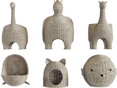 现代藤编宠物房子、猫屋