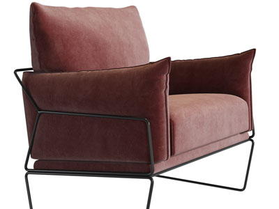 现代金属支撑单人休闲沙发3d模型 现代金属支撑单人休闲沙发