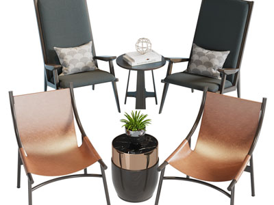 新中式休闲椅子、边几