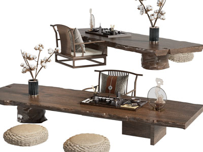 新中式实木茶桌椅组合