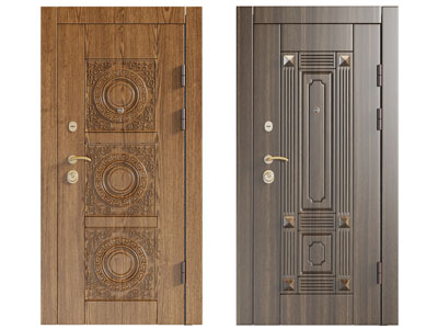 新中式装饰雕花的实木入户平开门