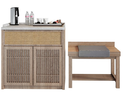 现代实木餐边柜、坐凳