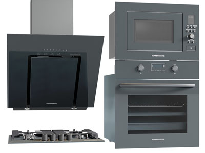 现代抽油烟机、燃气灶和烤箱