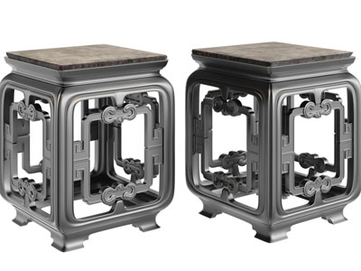 新中式雕花方形凳子