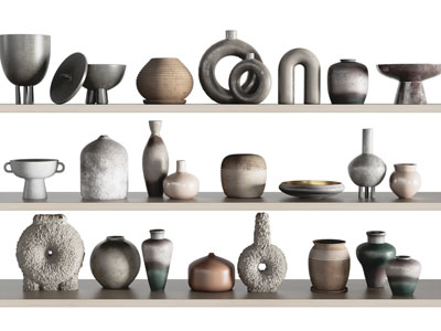 侘寂风陶艺器皿摆件组合