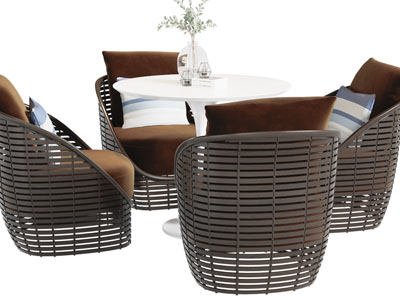 现代金属镂空单人沙发商务洽谈桌