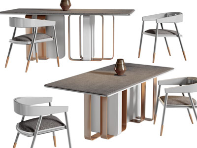 现代长方形餐桌椅组合