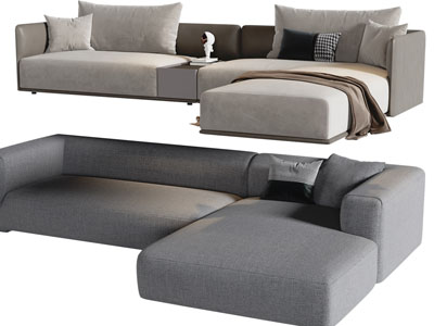 现代布艺转角多人沙发3d模型 现代布艺转角多人沙发