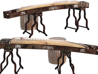 中式古筝乐器3d模型 中式古筝乐器