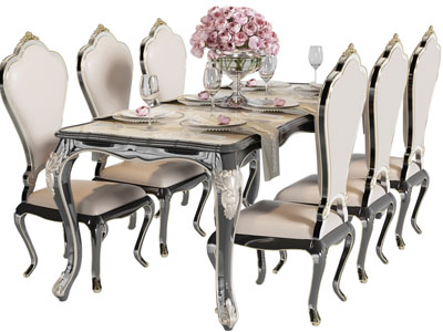 法式长方形餐桌椅组合