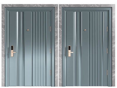 现代金属带密码锁的入户平开门