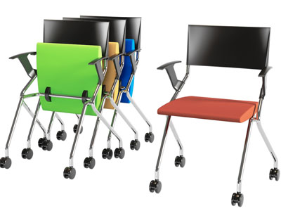 现代可折叠带滑轮办公椅子