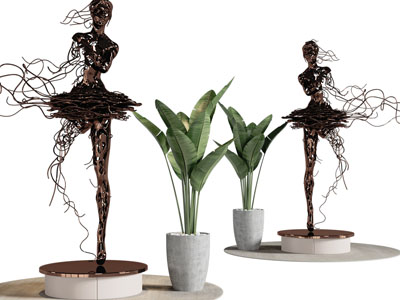 现代抽象跳舞的姑娘雕塑雕刻摆件