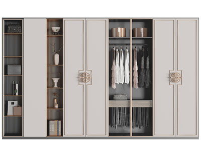 新中式半开放式衣柜3d模型 新中式半开放式衣柜