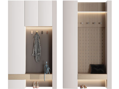 现代带卡座的玄关装饰鞋柜