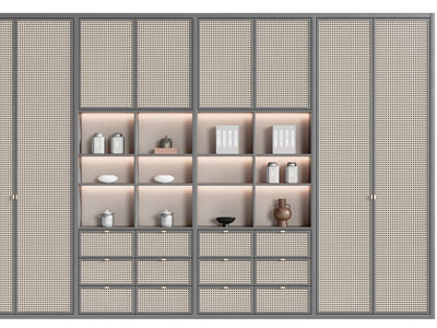 侘寂风中间开放式的装饰柜