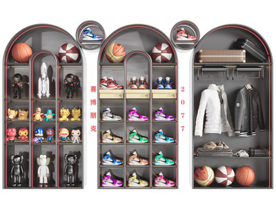现代拱形玩具展示收纳柜
