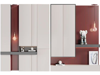 现代撞色玄关装饰鞋柜