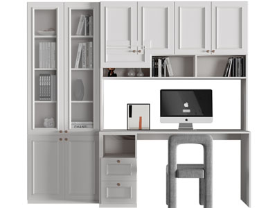 现代书柜、书桌椅组合