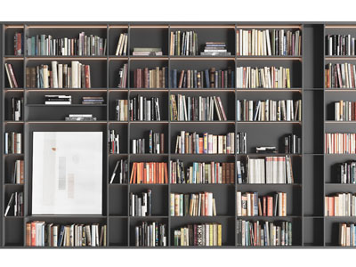 现代黑色开放式书柜