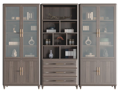 新中式带抽屉的实木装饰书柜