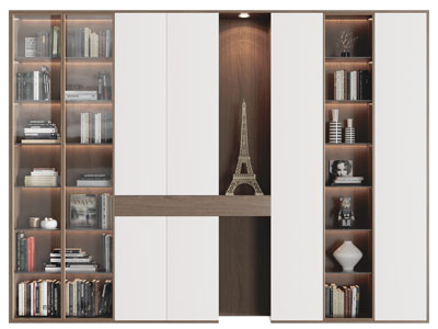 现代带玻璃柜门的装饰柜