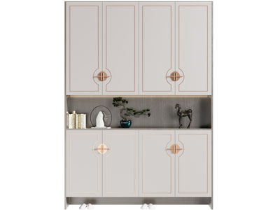 新中式中间镂空玄关装饰鞋柜