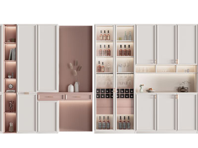 现代加宽白色装饰酒柜