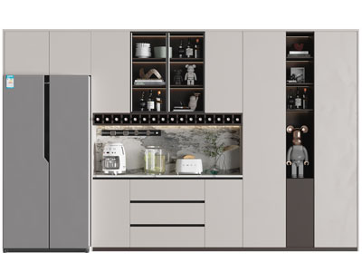 现代嵌入冰箱的酒柜