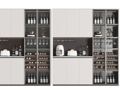 现代中间镂空玻璃柜门酒柜