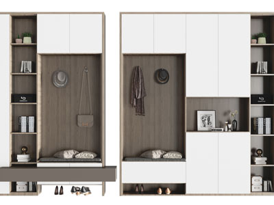 现代撞色玄关装饰鞋柜