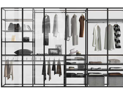 现代开放式衣柜3d模型 现代开放式衣柜