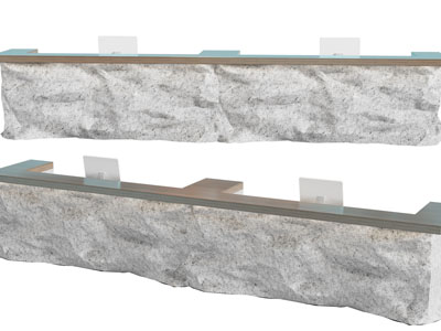 现代岩石质感的前台接待台