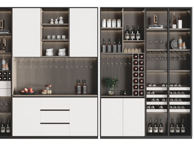现代开放式撞色酒柜