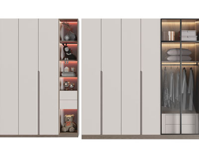 现代隐形拉手装饰衣柜3d模型 现代隐形拉手装饰衣柜