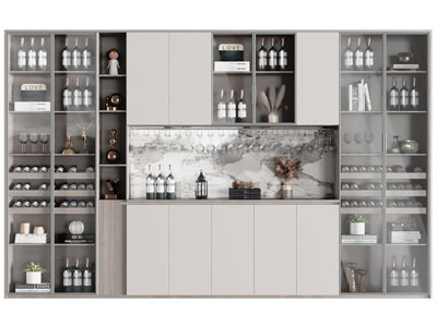 现代中间镂空酒柜